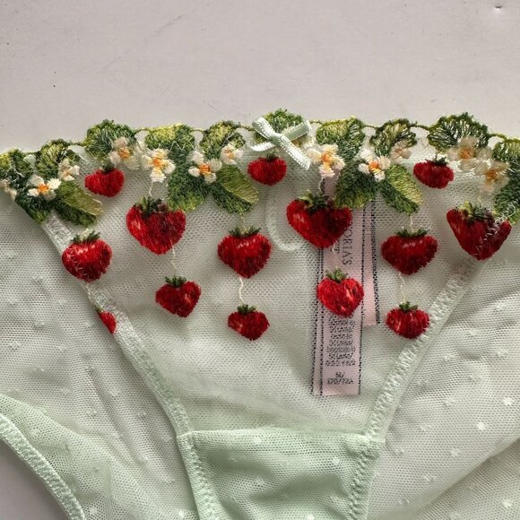 Victoria's Secret Dream Angels Strawberry Embroidery Cheekini Panty Medium NWT - Picture 4 of 6